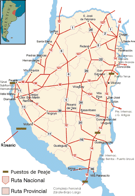 Rutas accesos Entre Rios  Argentina  Como llegar  Mapas  Planos