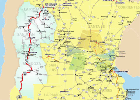 Mapa de la Ruta 40 Regin Cuyo