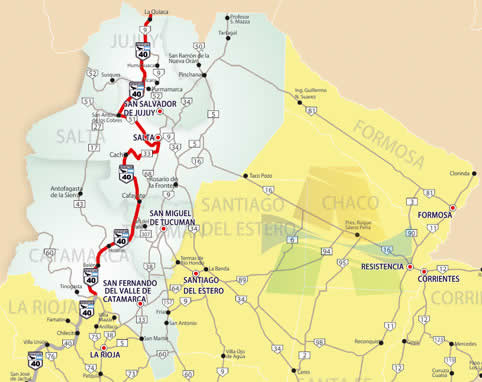 Mapa de la Ruta 40 Regin Norte